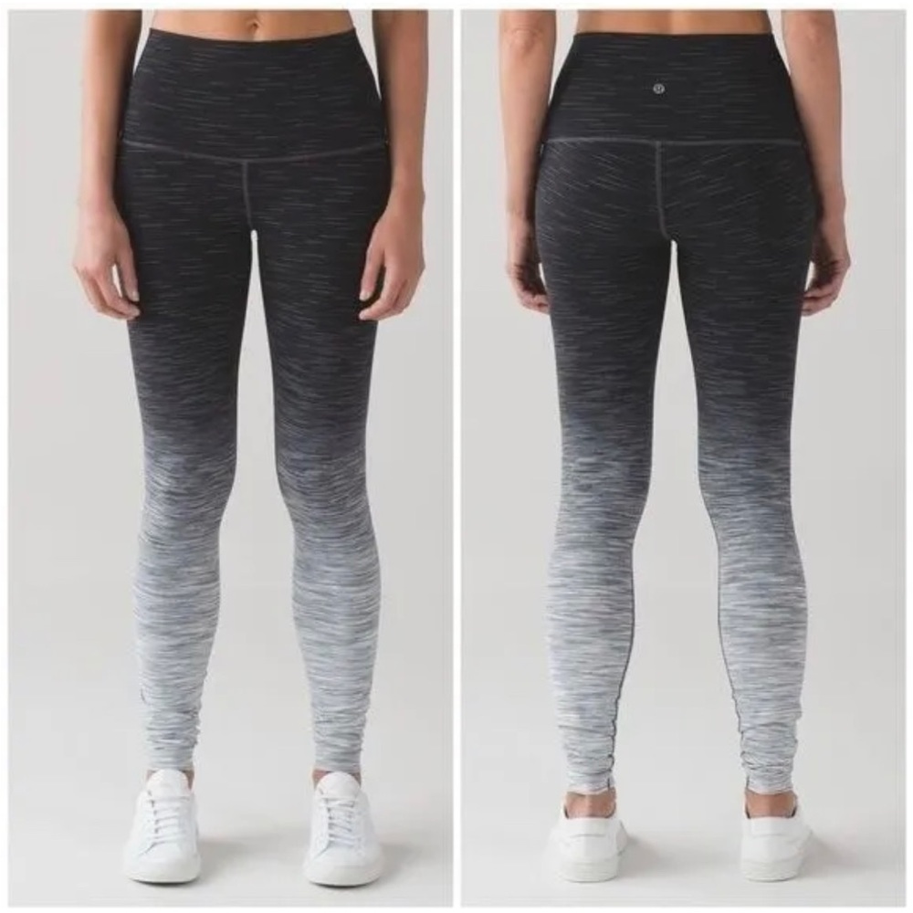 Lululemon Wunder Under Hi-Rise Ombre Melange Space Dye Black Deep Coal Sz 4